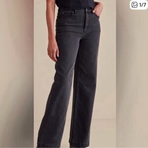 Soft Surroundings Ultimate Denim Fly Front Wide Leg Jeans Size 6 Black